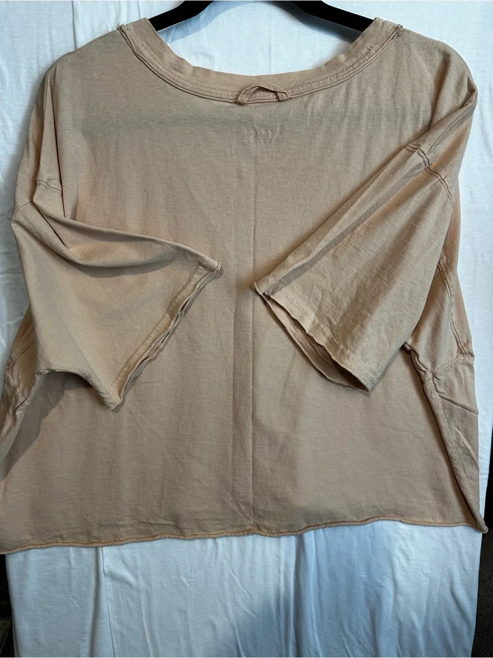 Free People We The Free Perfectly Oversized Cropped Tee Shirt Beige Tan Large